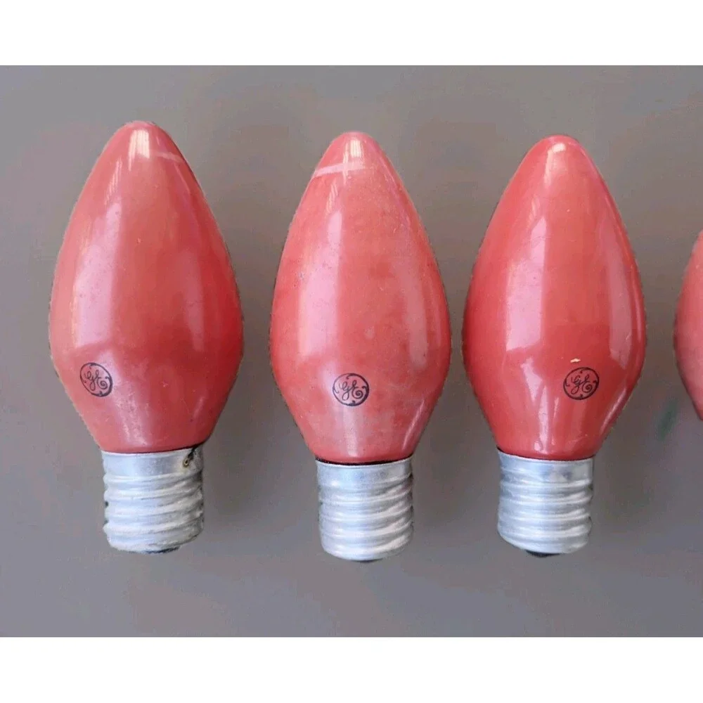 VTG Set Of (9) GE Red Ceramic Opaque C9 Christmas Replacement Light Bulbs 3
